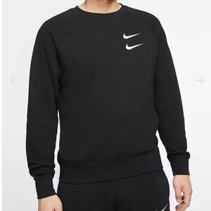 Nike Men's Black Double Swoosh Crewneck Sweatshirt
